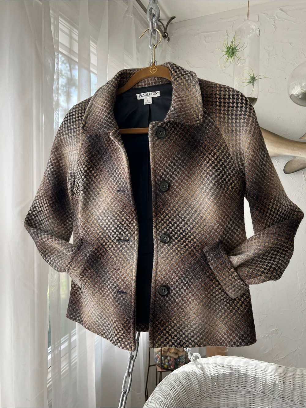 Pendleton Brown Plaid Wool-Blend Women's Jacket
